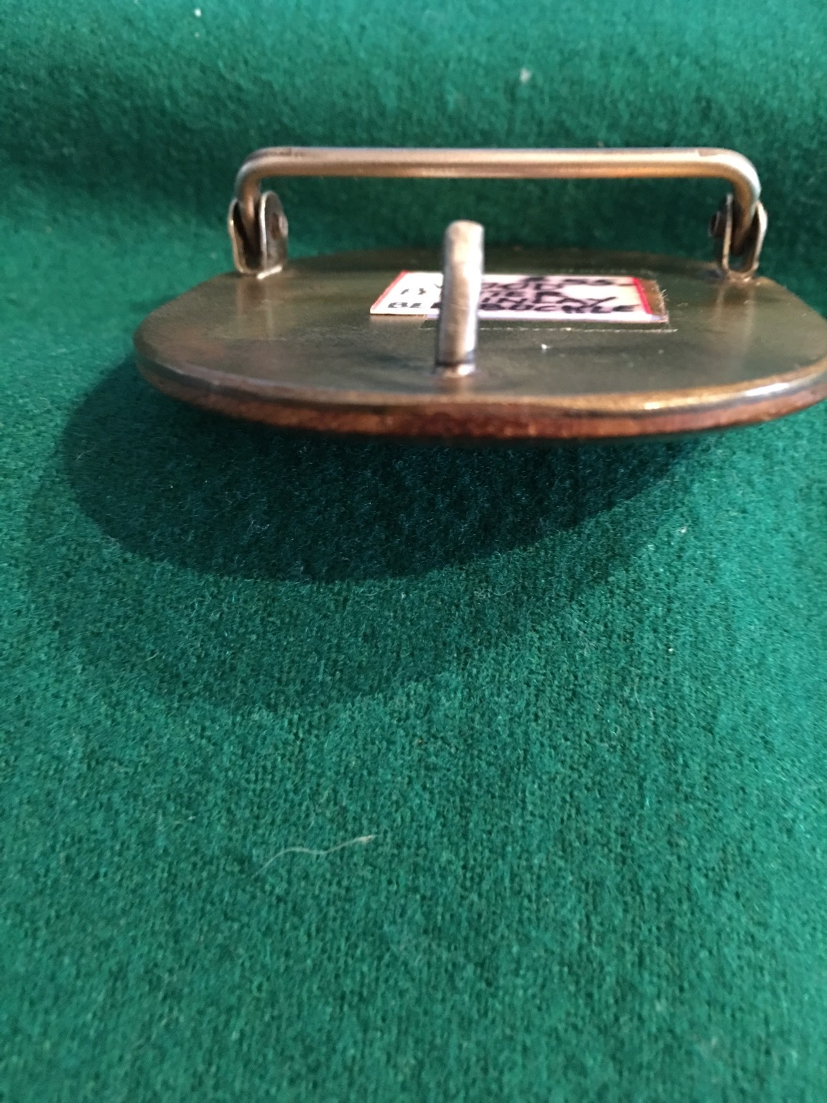 Belt buckle Hand carved wood and pewter inlay of a sailboat