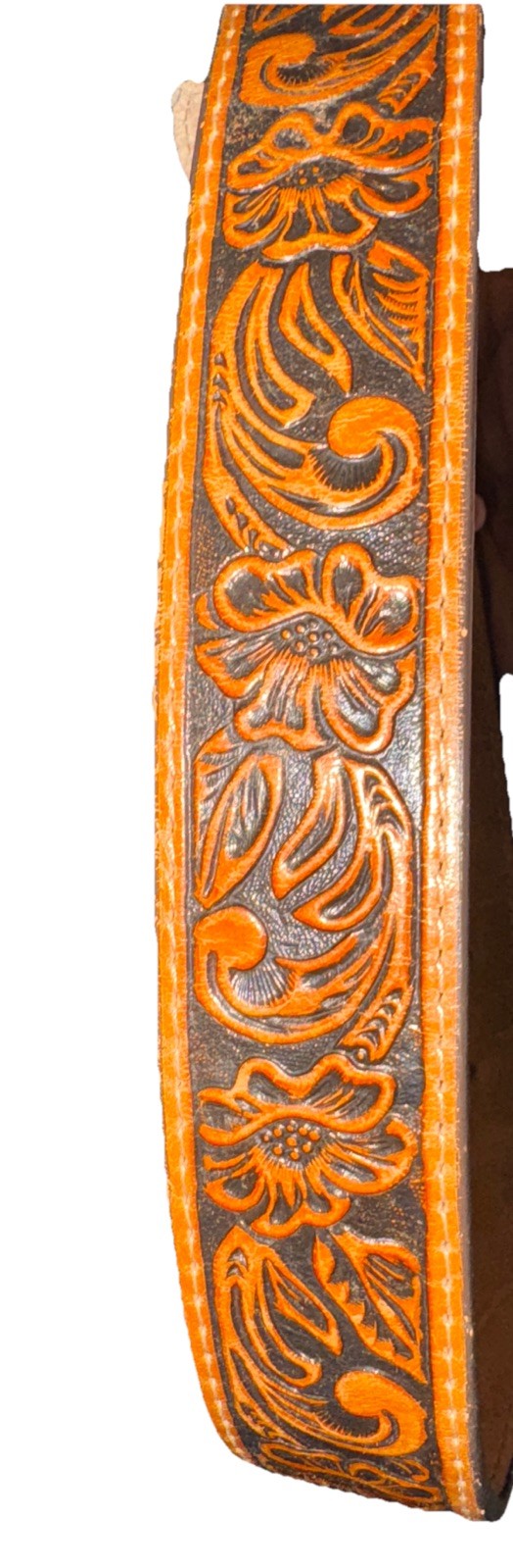 Justin Leather Kids Belt Size 22 Brown Tooled No Buckle