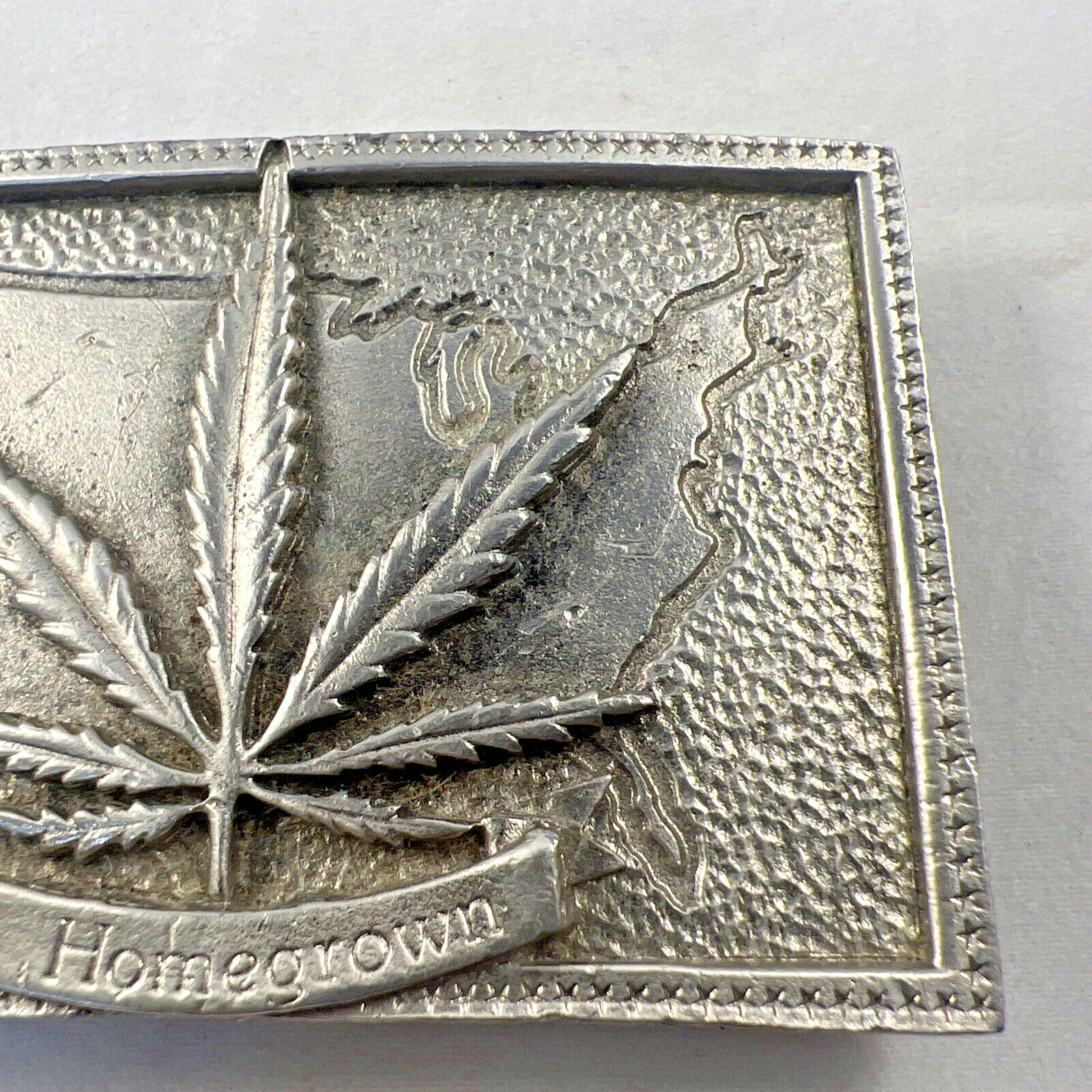 US Homegrown Silver Belt Buckle Square Outlaw Country Men Marijuana Hall of Fame