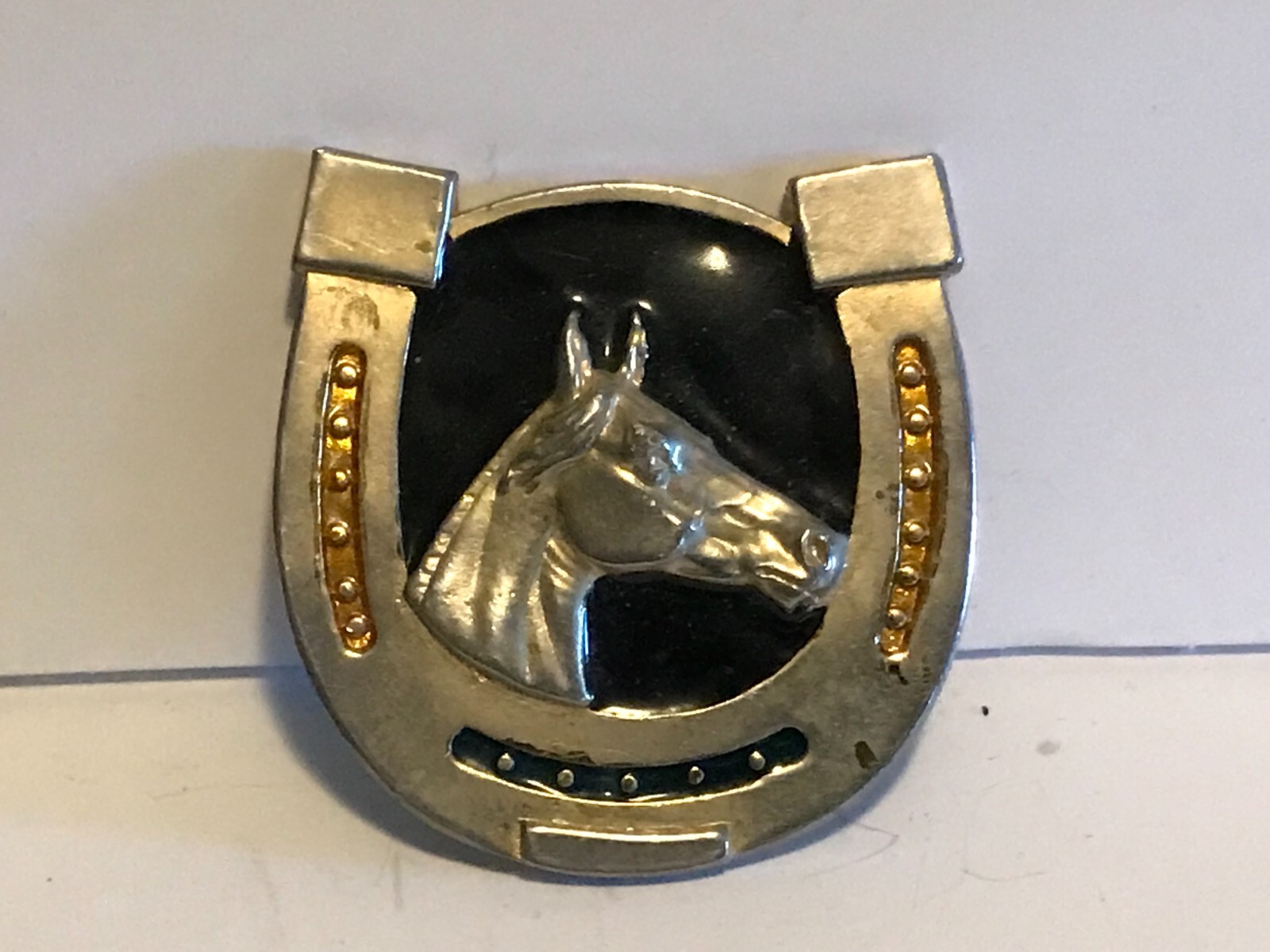 Horse Head Lucky Horseshoe Cowboy Western Race Track Metal Belt Buckle