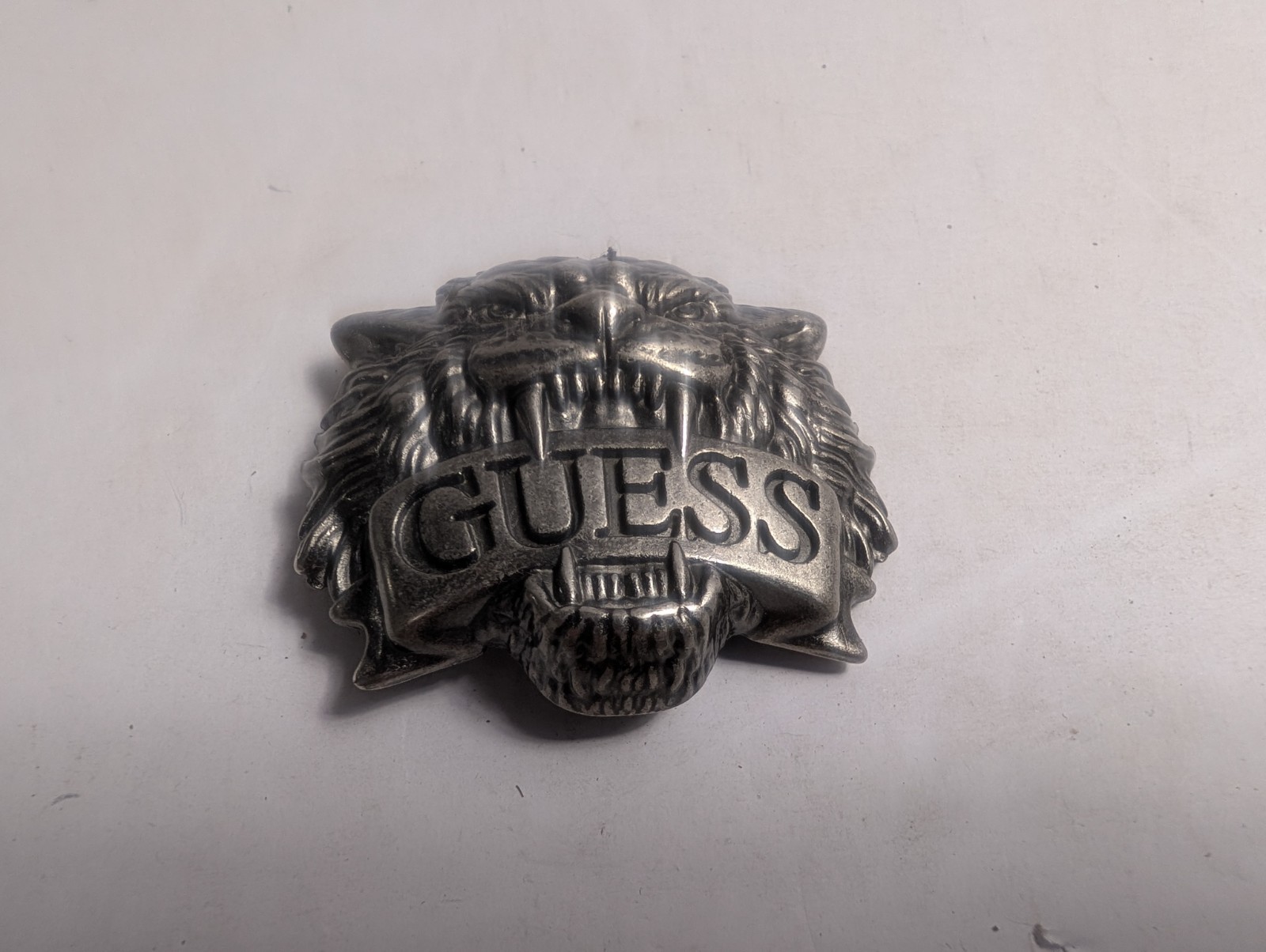 Belt Buckle Snarling Lion Tiger Big Cat 3D Silver Tone Metal Rare