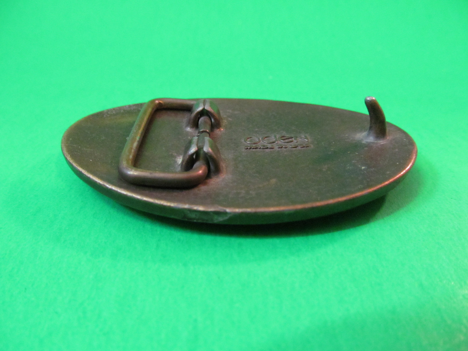 Vintage Oden Football Player Metal Belt Buckle Made In USA