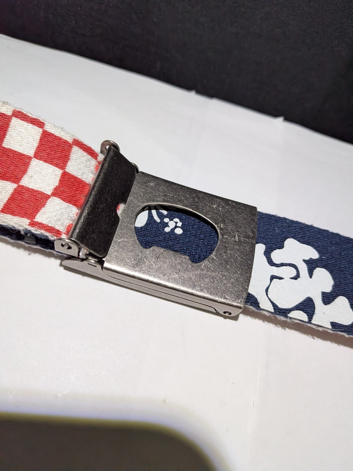 VANS OFF THE WALL BELT & BUCKLE RED CHECK BLUE FLORAL DESIGN