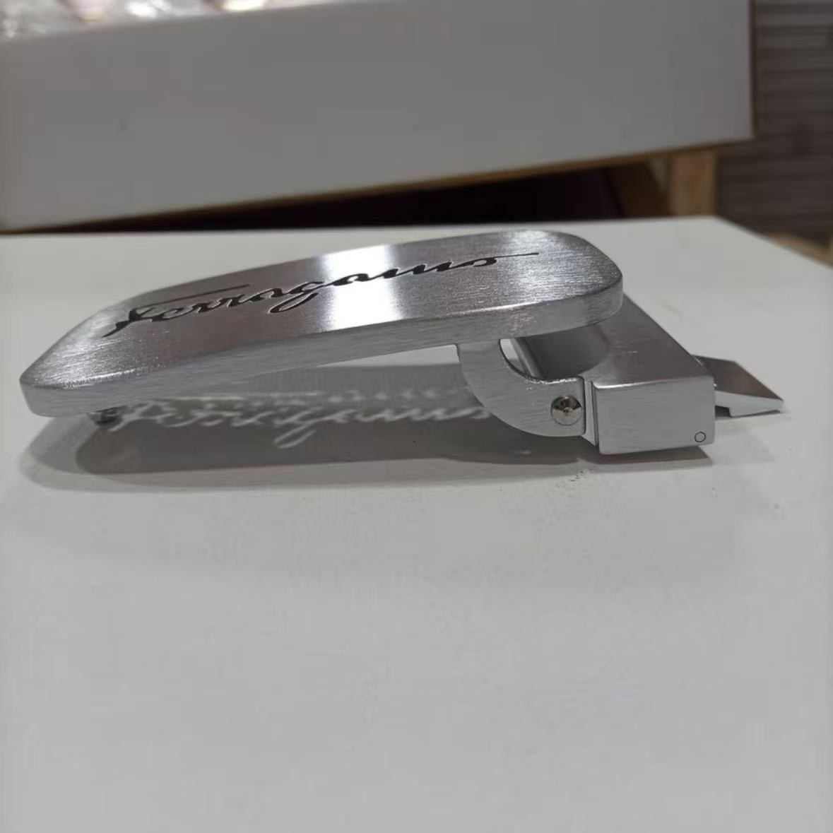 Ferragamo Silver Brushed Hollow Letter Design Belt Buckle for 35mm Leather Belt