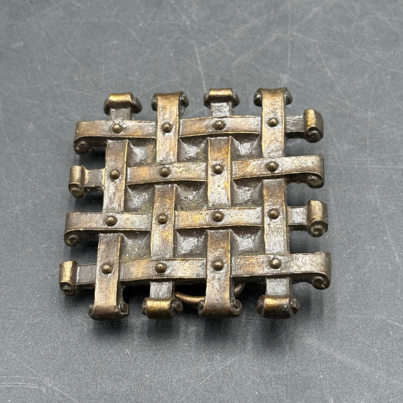 Vtg 1975 Bergamot Brass Works Bronze Portcullis Belt Buckle S-49 Made in USA