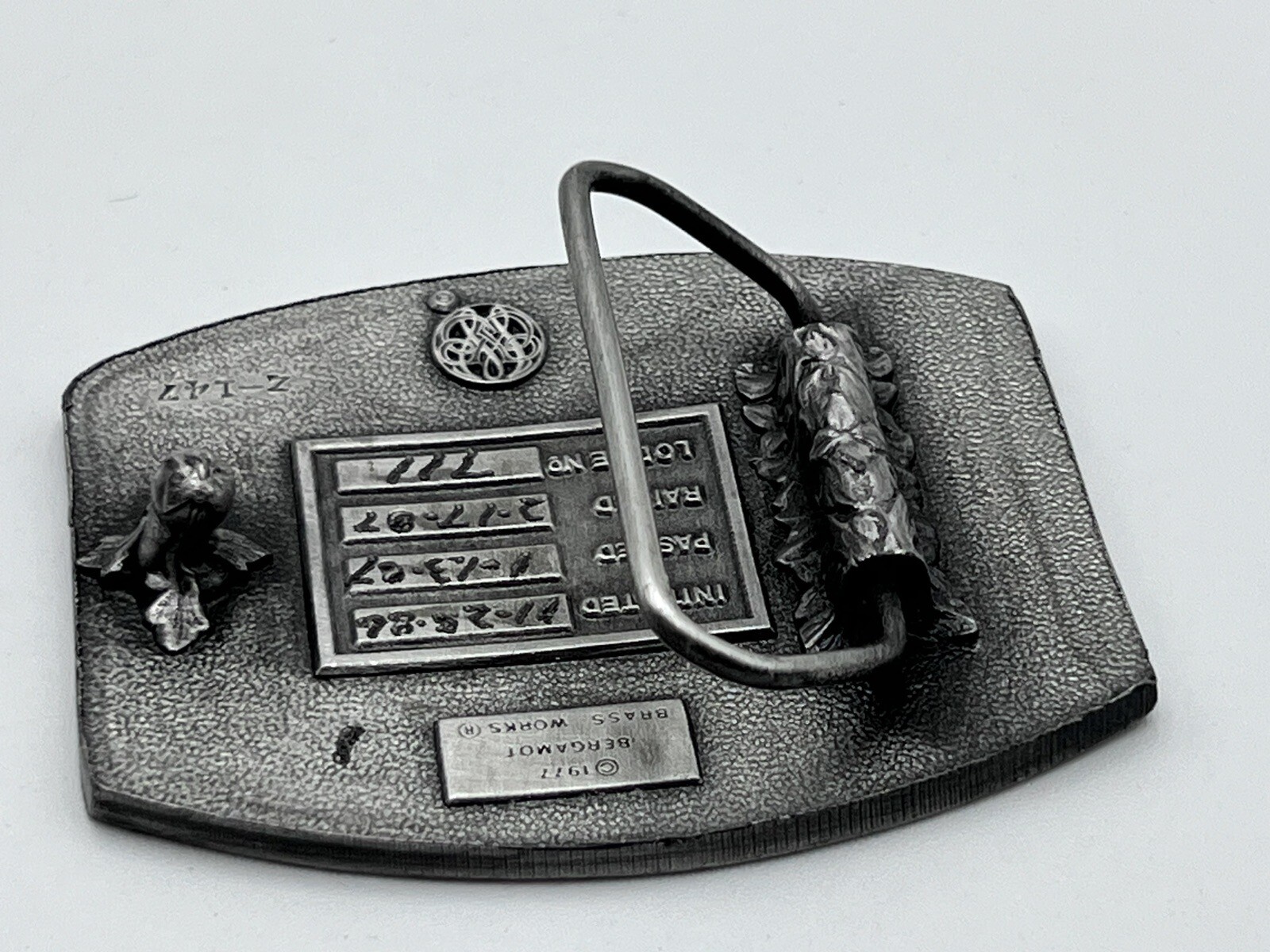 Mason Stone Crafters Belt Buckle Masonic symbols compass / Ruler Templar. J9