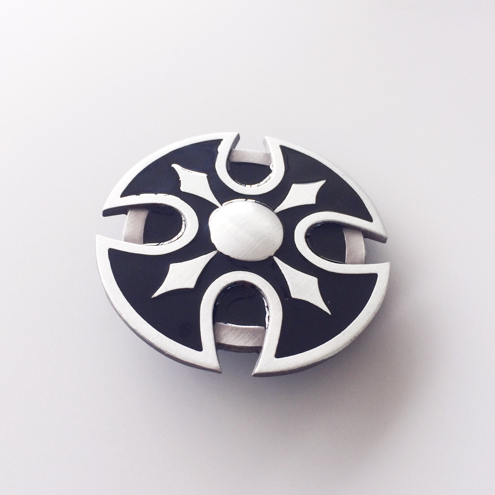 Antique Silver Enamel Round Celtic Cross Vintage Belt Buckle Boucle de Ceinture
