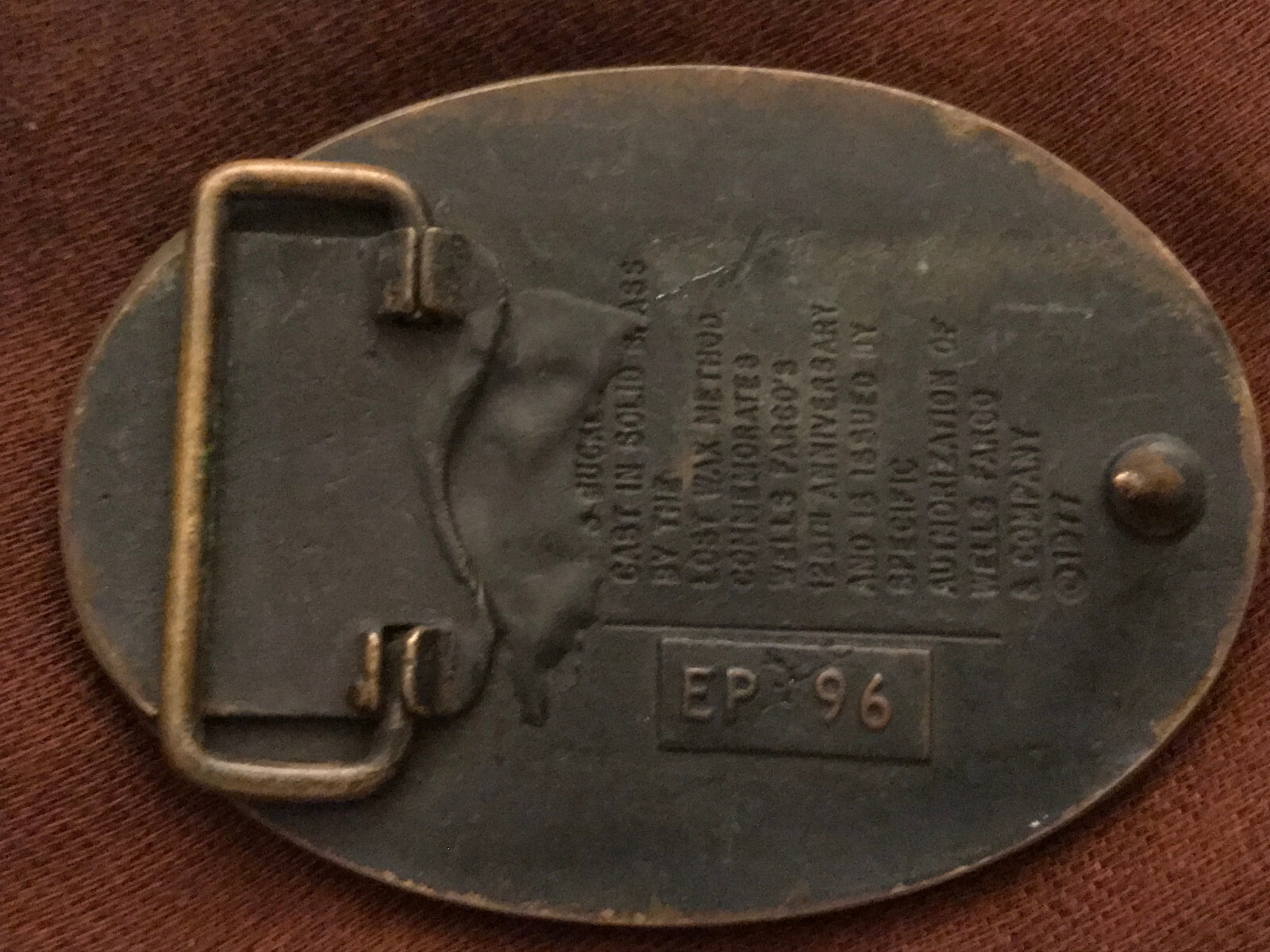 *** VINTAGE Wells Fargo Commemorative 125th Anniversary Brass Belt Buckle