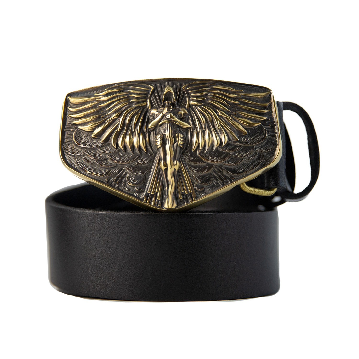 Archangel Michael brass belt buckle; Saint Michael image; Tyrael belt buckle
