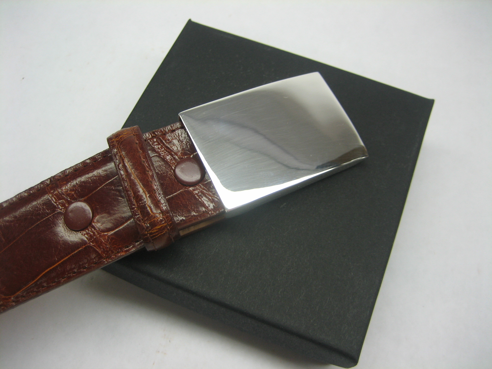 Sterling silver 925 buckle w/30 MM Genuine Alligator belt size 32 to 44 U.S.A.