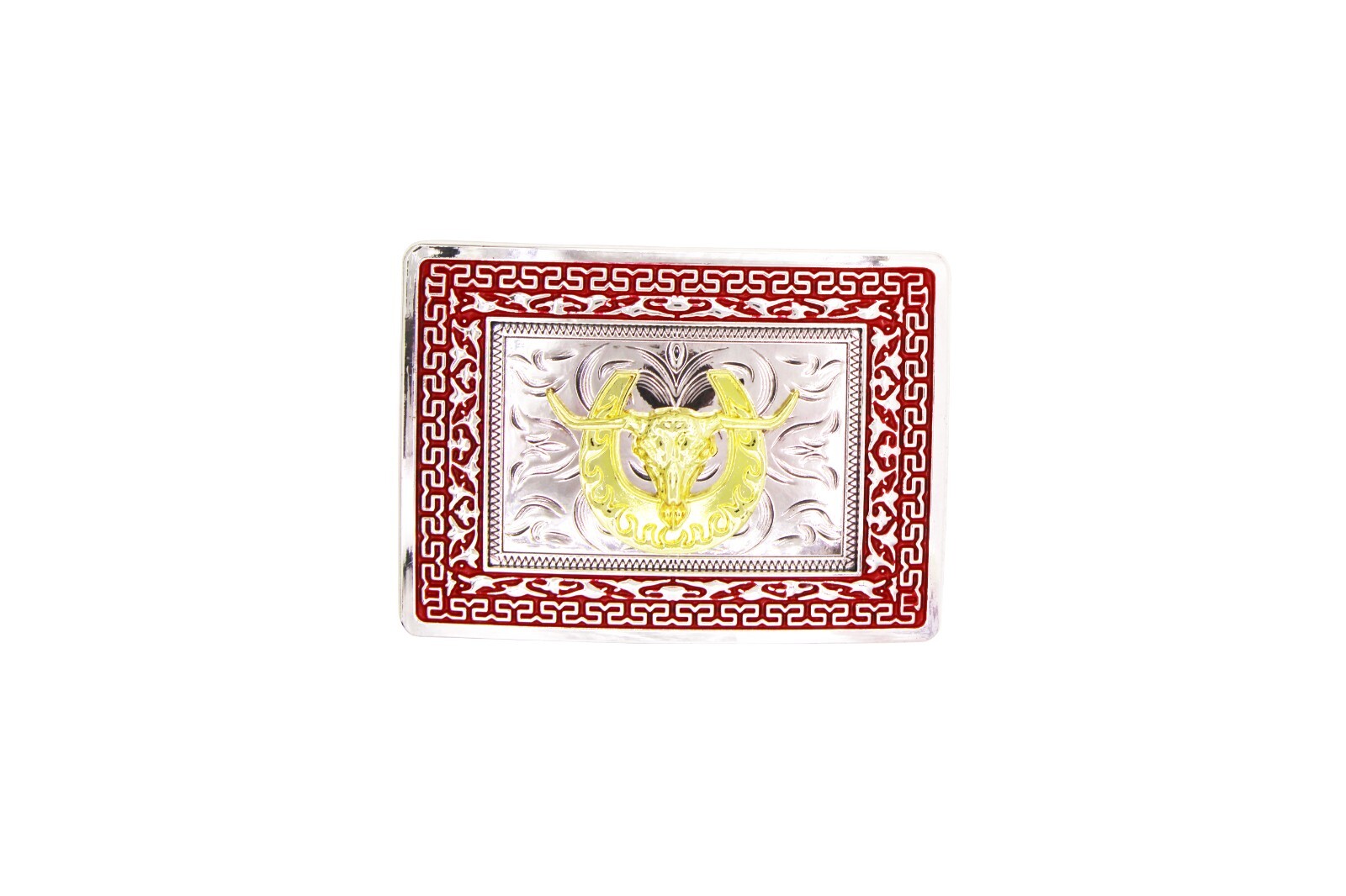 Western Buckle Gold Silver Red Longhorn Bull Cowboy Fit 2 » Hebillas Vaqueras