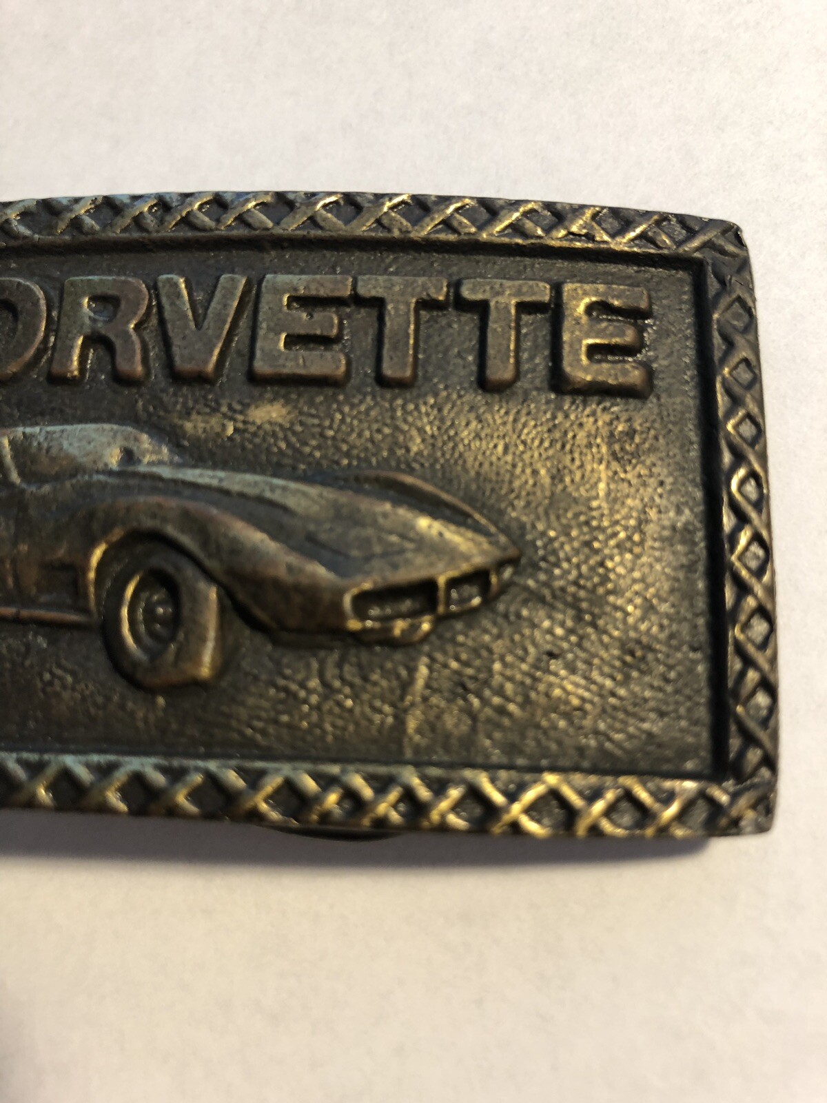 Vintage 1970&rsquo;s Solid Brass Chevy Corvette Belt Buckle