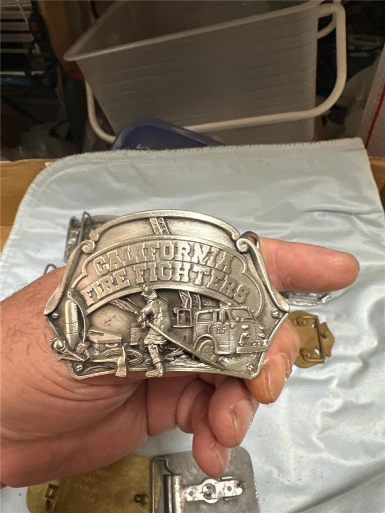 Huge Vintage Firefighter Belt Buckle Lot of Nine Buckles