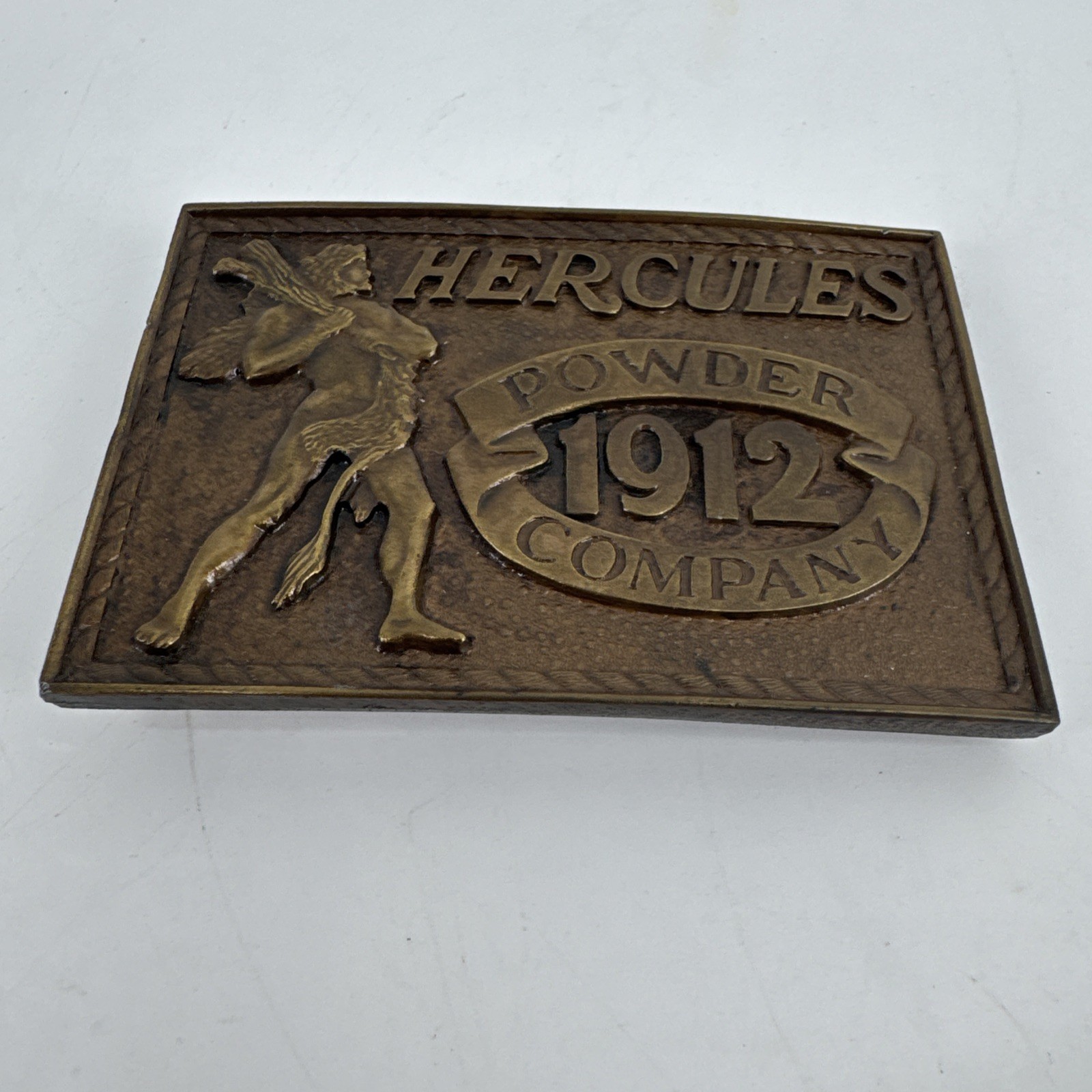 Vintage 1980 HERCULES Powder Company 1912 Brass Belt Buckle Special Edition