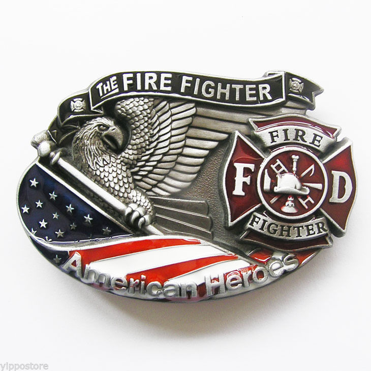 Fire Fighter American Hero Enamel Metal Belt Buckle