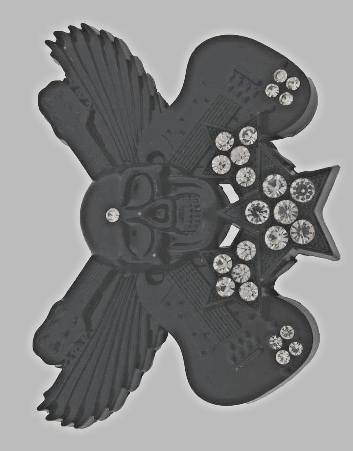 Skull Belt Buckles Black Metal Vintage Halloween Party Music Guitars Rhinestones