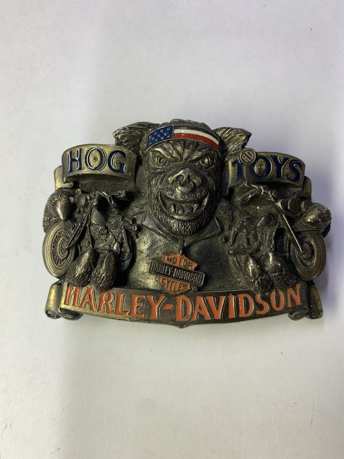 Vintage HARLEY DAVIDSON belt buckle H-411 1991 Baron USA Hog Toys Rare