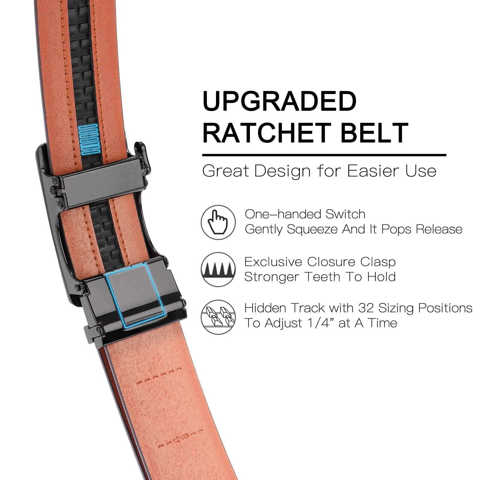 SENDEFN Men&rsquo;s Leather Belt – 28&Prime; to 44&Prime; Waist Adjustable, Coffee-iron Gray