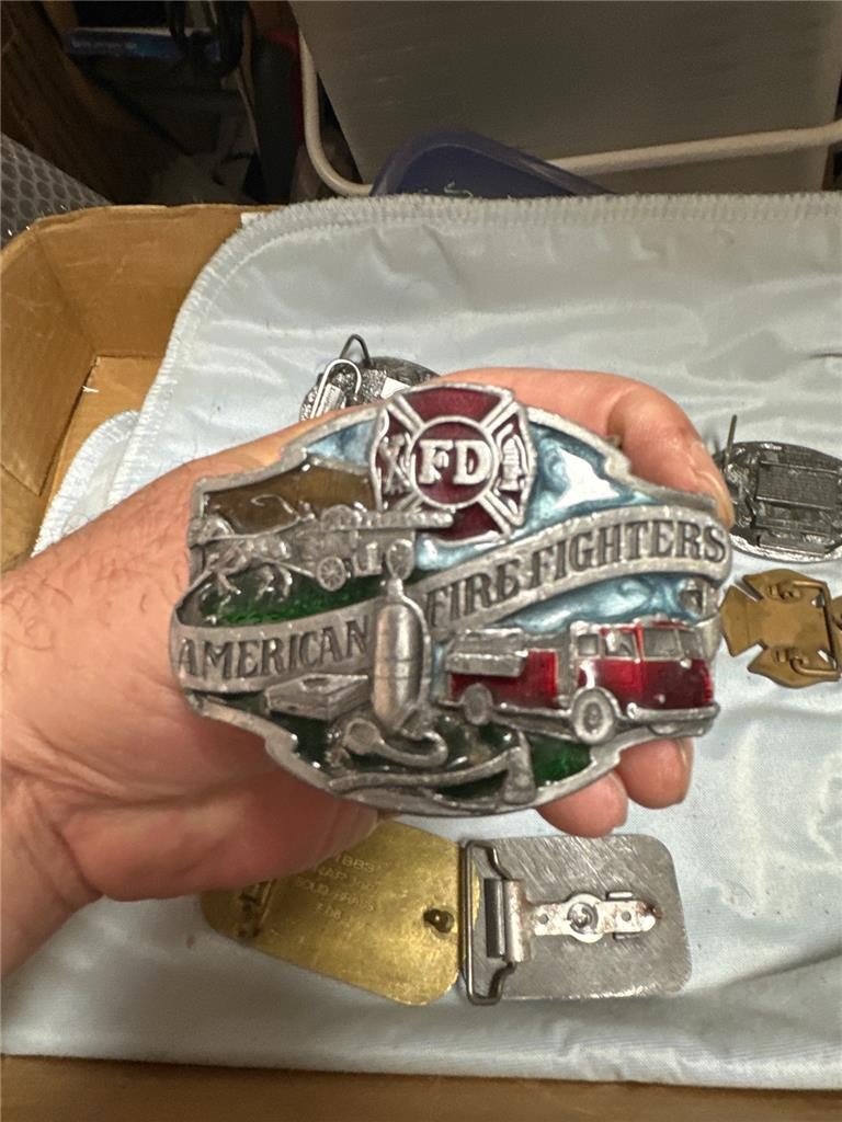 Huge Vintage Firefighter Belt Buckle Lot of Nine Buckles