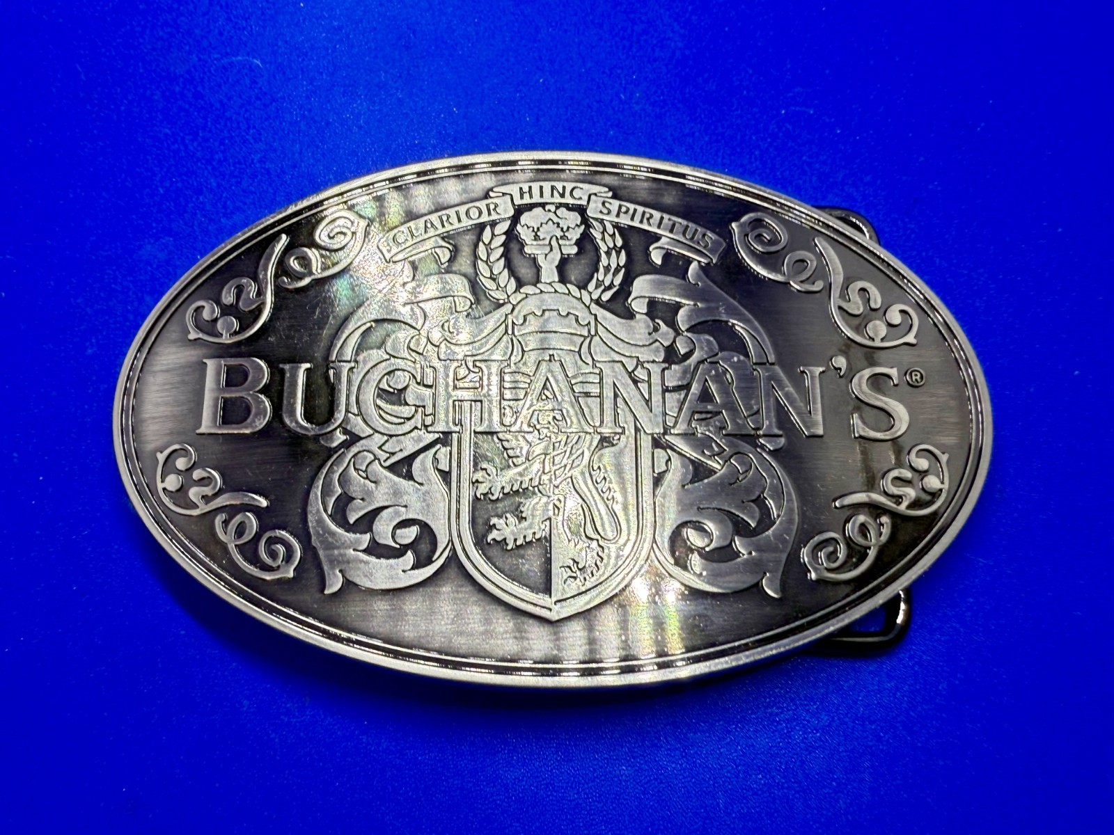 Buchanan&rsquo;s ScottishTop Shelf Whiskey promo Clarior Hinc Spiritus Belt Buckle
