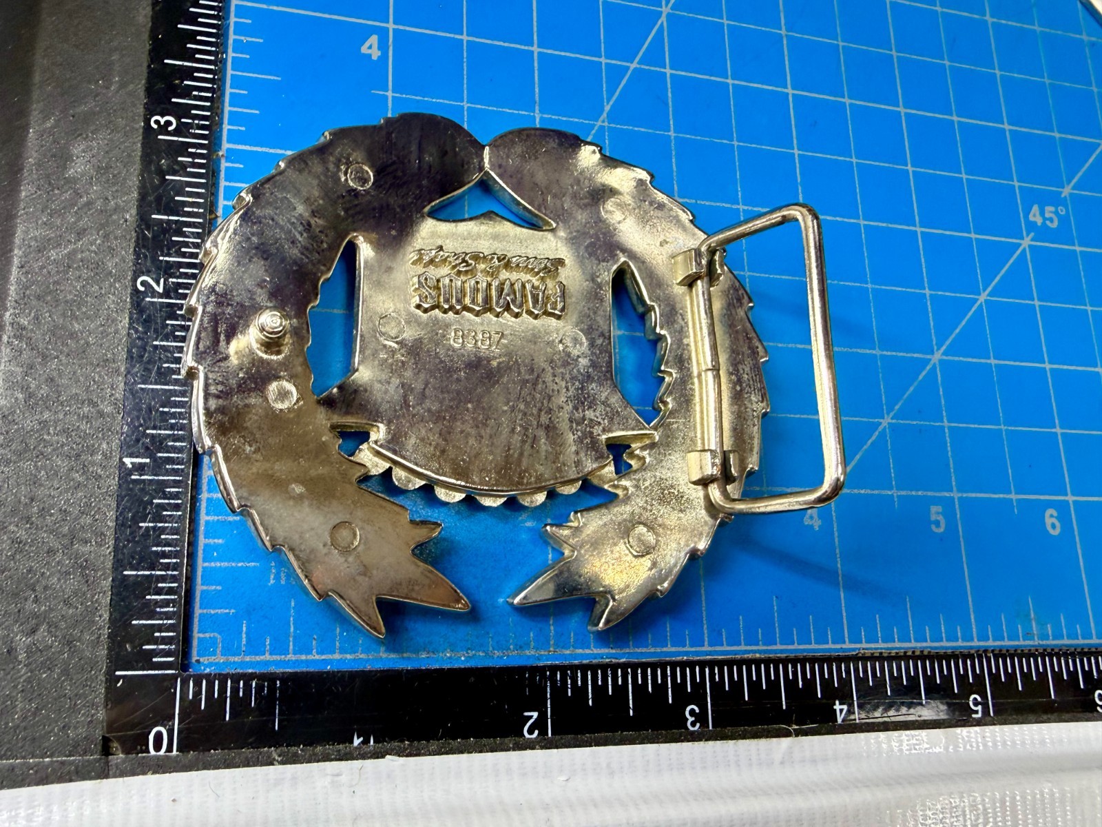 Cadillac Crown Logo Olive Branch Silver Color Famous Stars & Stripes Belt Buckle