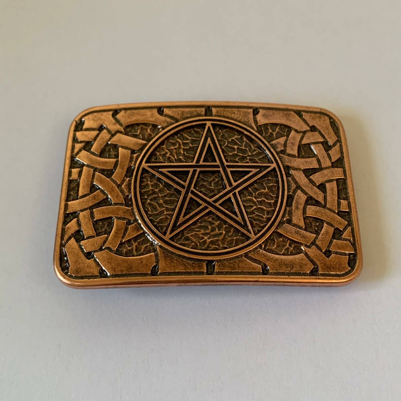 Pentagram Celtic Knot Belt Buckle Five Pointed Star Rectangular Occult Wiccan