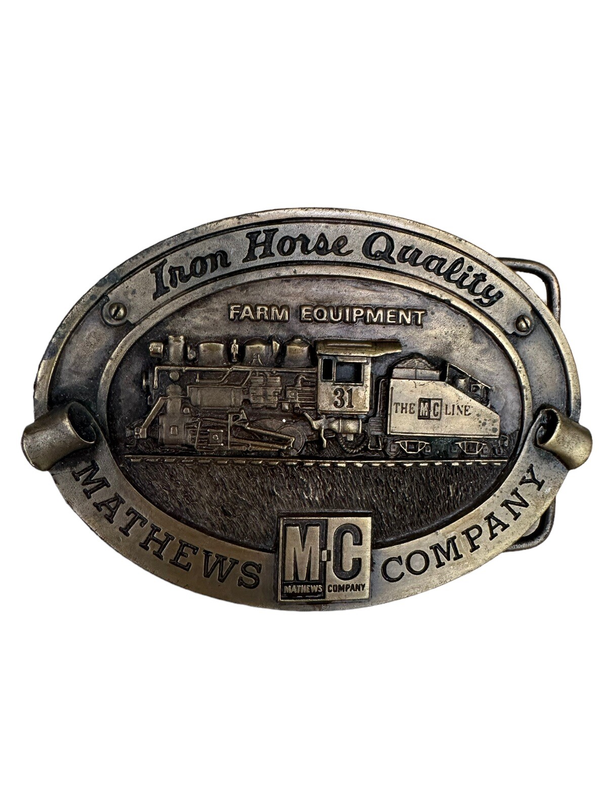 Vtg 1970’s Iron Horse Quality Farm Equip Mathews Company Belt Buckle