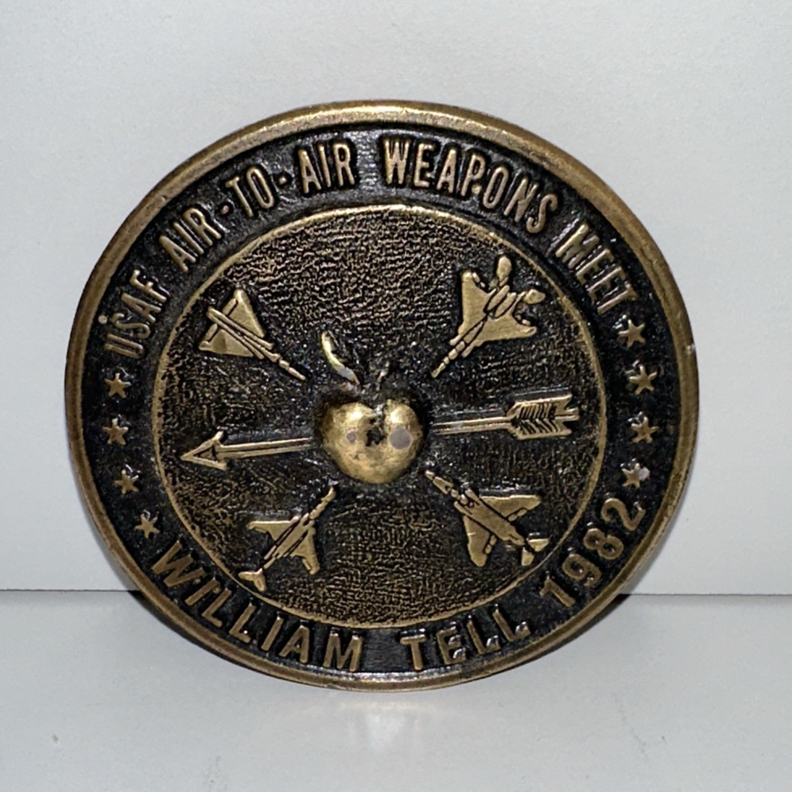 Vintage USAF Air to Air Weapons Meet William Tell 1982 Bronze Belt Buckle