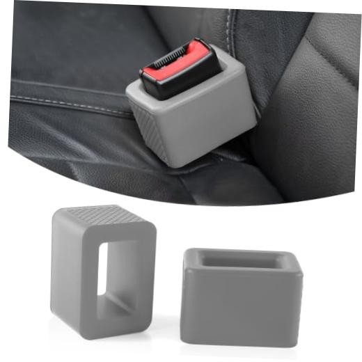 2PCS Seat Belt Buckle Holder, Universal Silicone Rear Seat Belt Booster & Gray