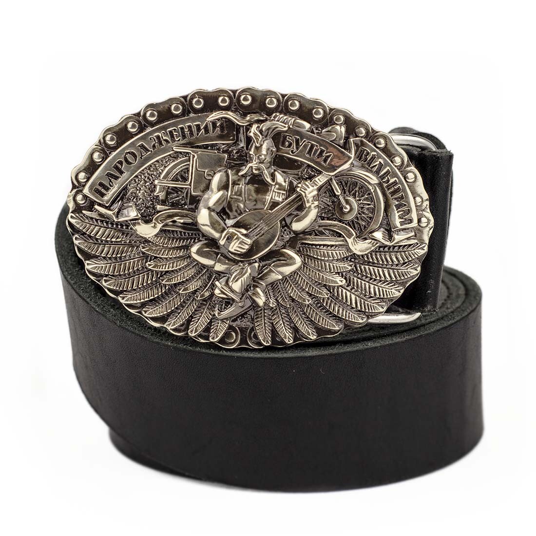 German silver belt buckle « Born to be free », Biker german silver belt buckle