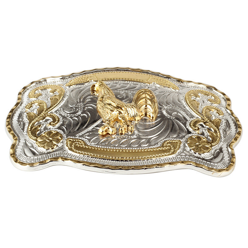 Golden Equestrian Belt Buckle Two-Color Craft Alloy Smooth Buckle