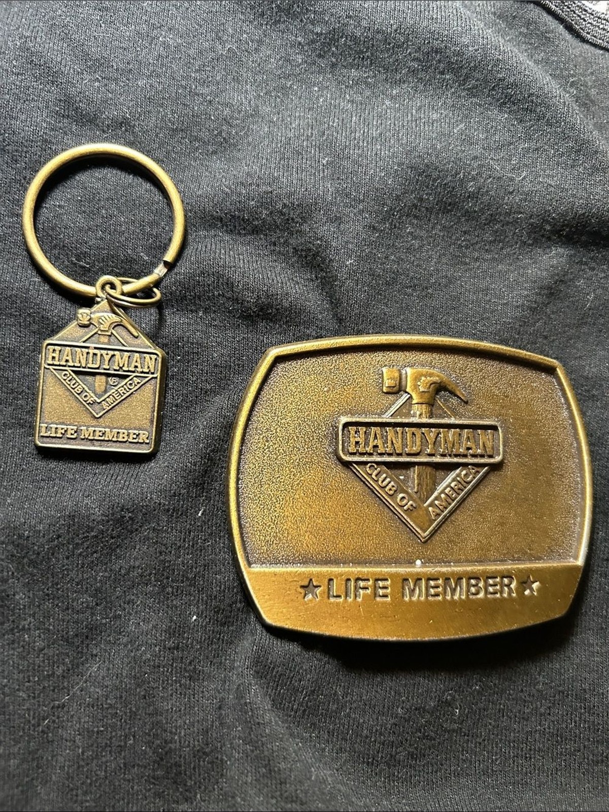 Bronze Handyman ‘Life Member&rsquo; Belt Buckle and Keychain Set