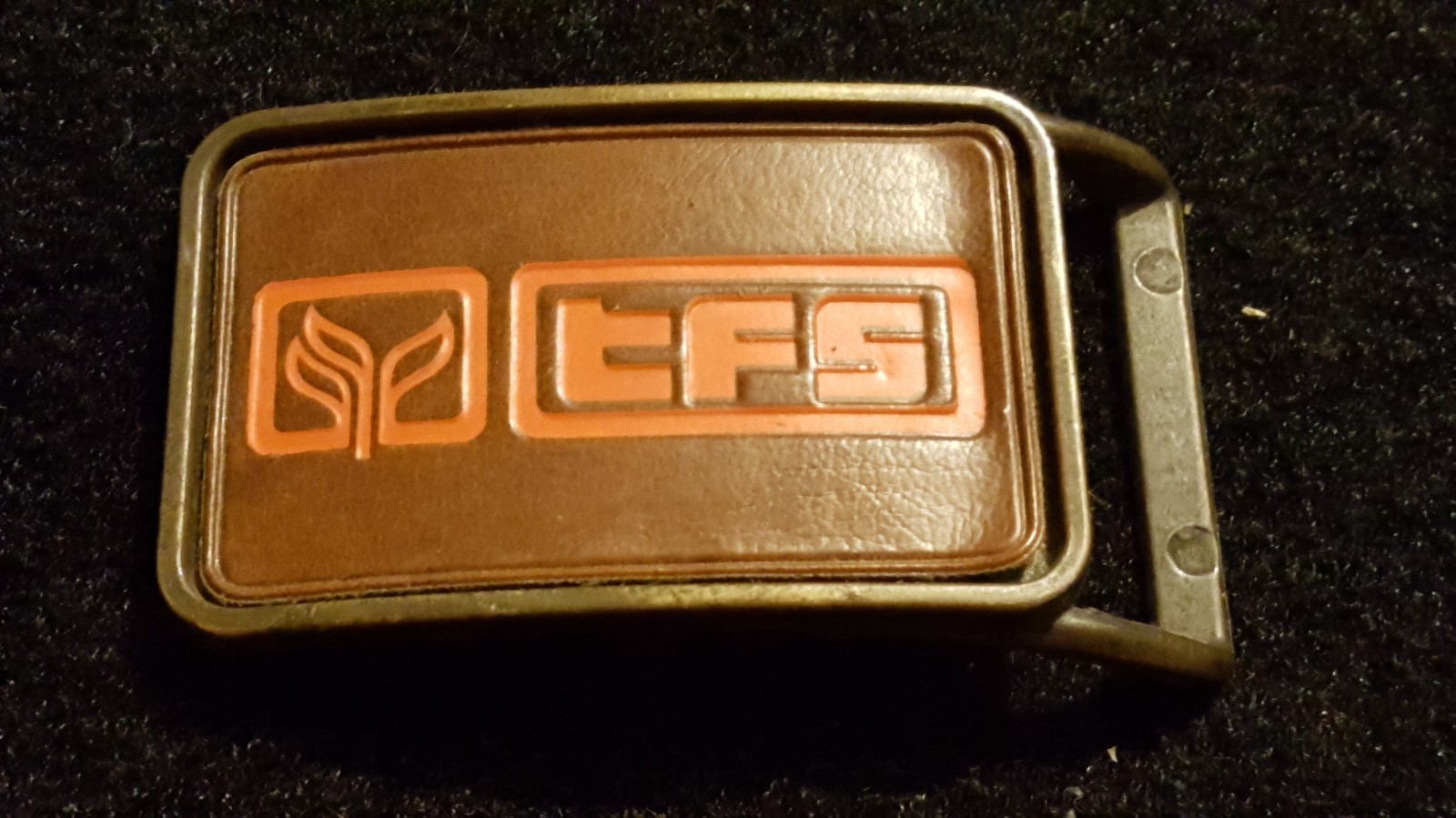 Awesome Vintage collectible TFS Leather on Metal Belt Buckle