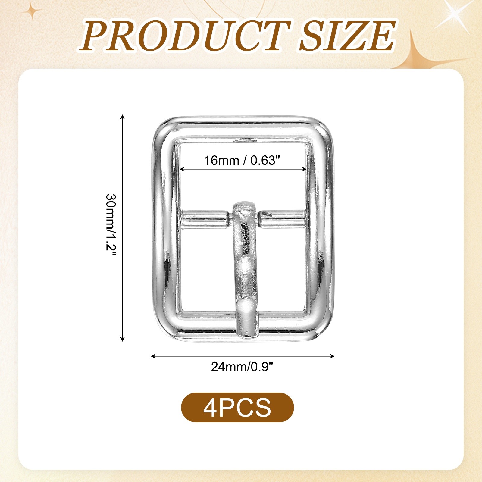 4Pcs Single Prong Belt Buckle 0.63&Prime; ID Curved Bow Buckle for Belt, Silver