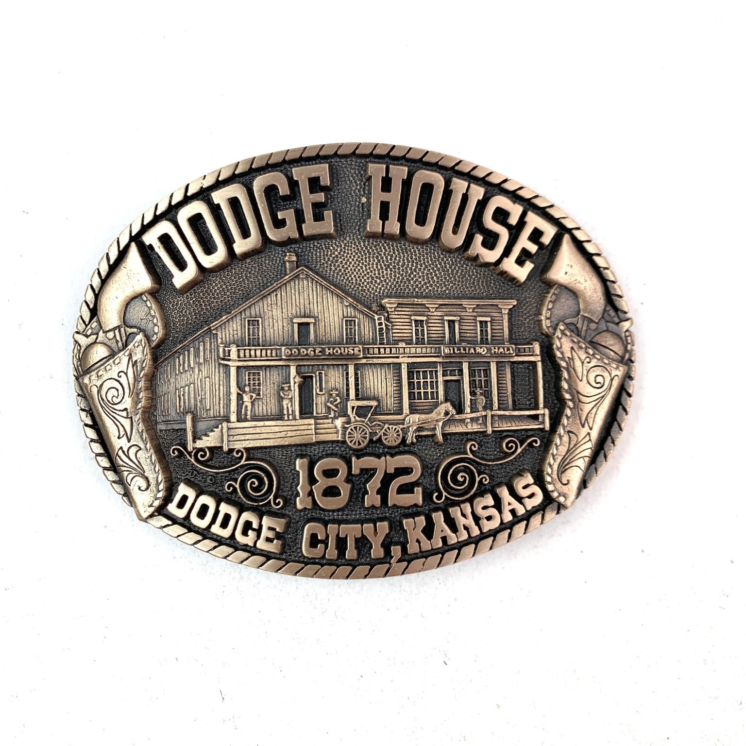 Dodge House Kansas 1872 Belt Buckle Bronze Tone Western Limited Edition