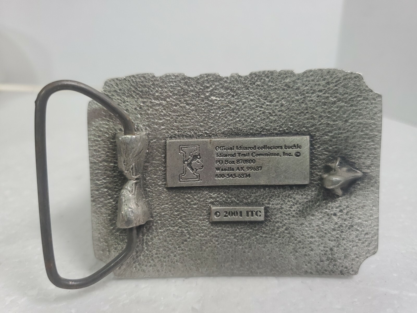 Official 2002 Iditarod Trail metal belt buckle