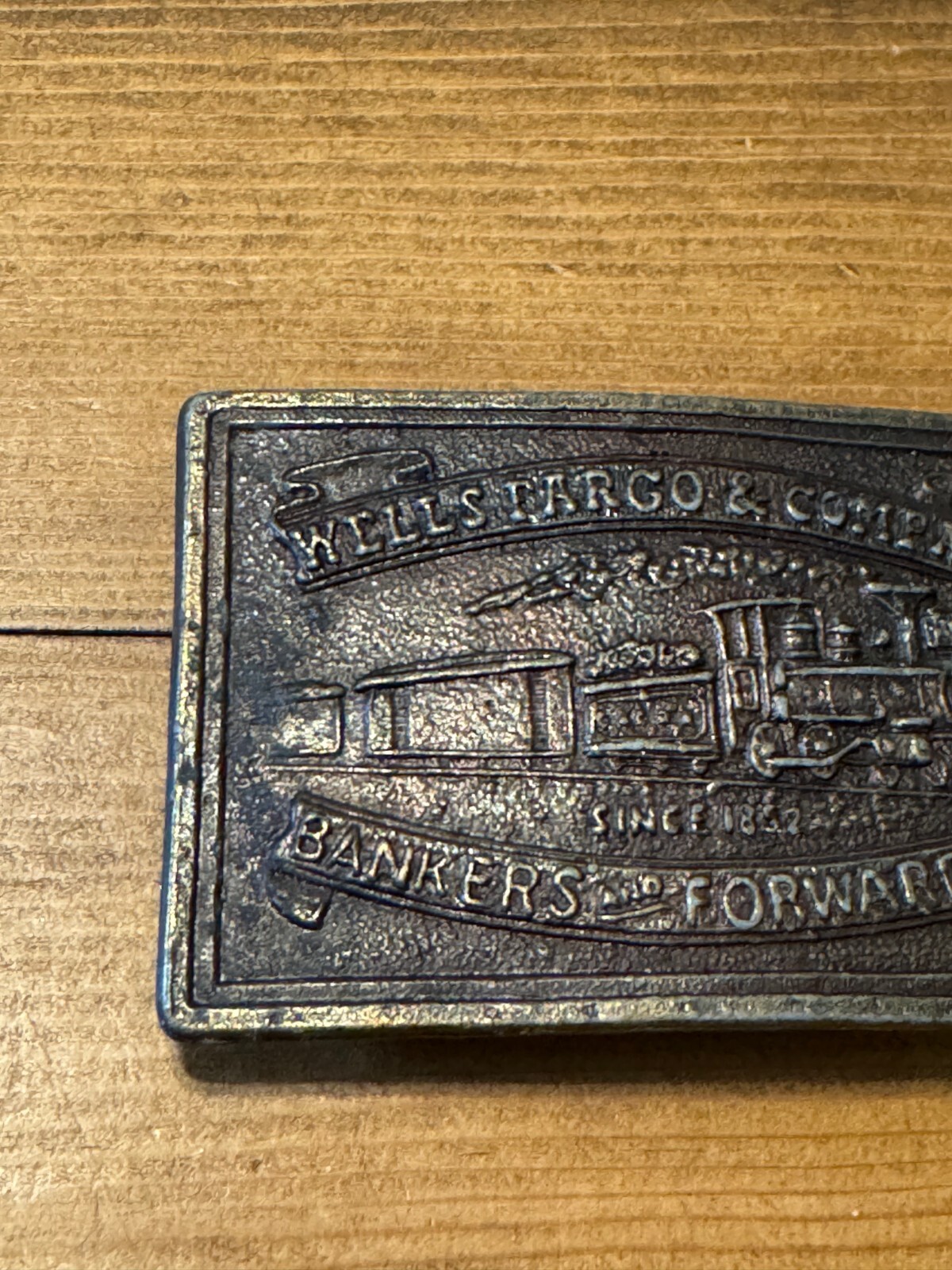 Vintage Wells Fargo and Company Bankers and Forwarders Rectangular Belt Buckle