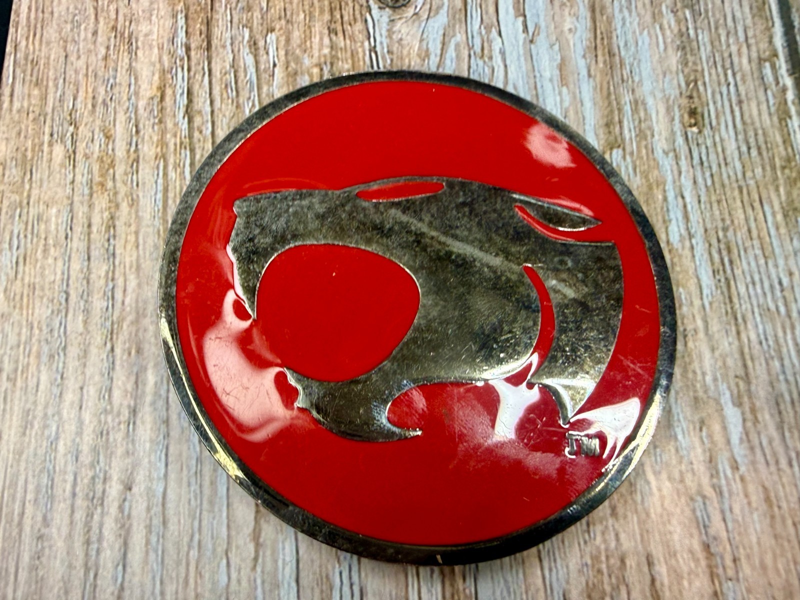 Thundercats Logo Red Silver Enamel Belt Buckle Warner Bros. Inc and Ted Wolf