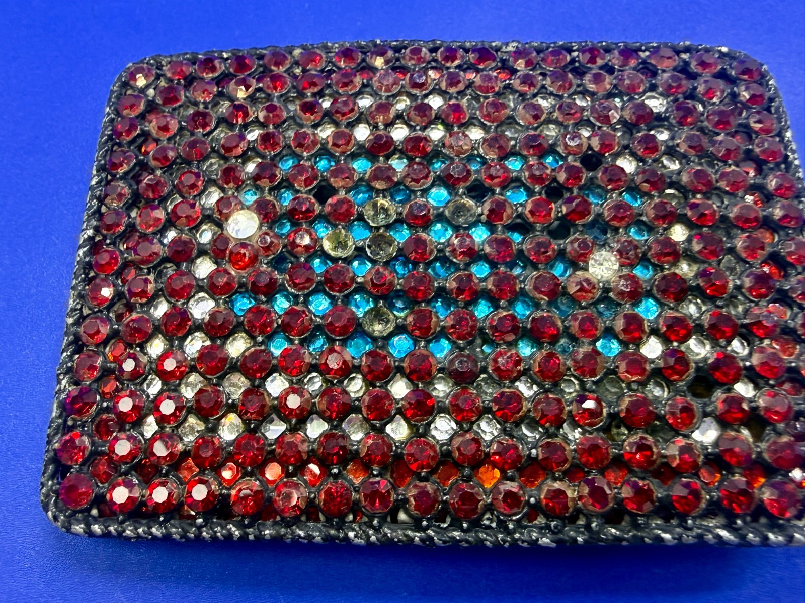 Sparkling Red Rhinestone Covered Vintage Women&rsquo;s Artisan Made Belt Buckle