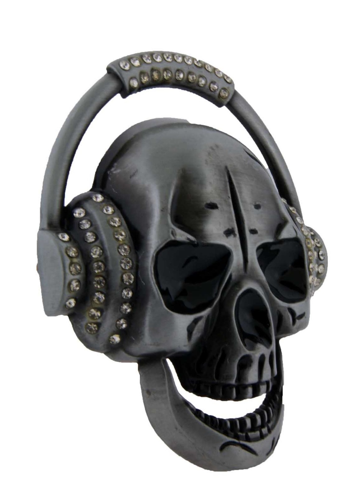 Mens Belt Buckles Skull Head Phone Some Rhinestones Music Hip Gothic DJ Bikers.