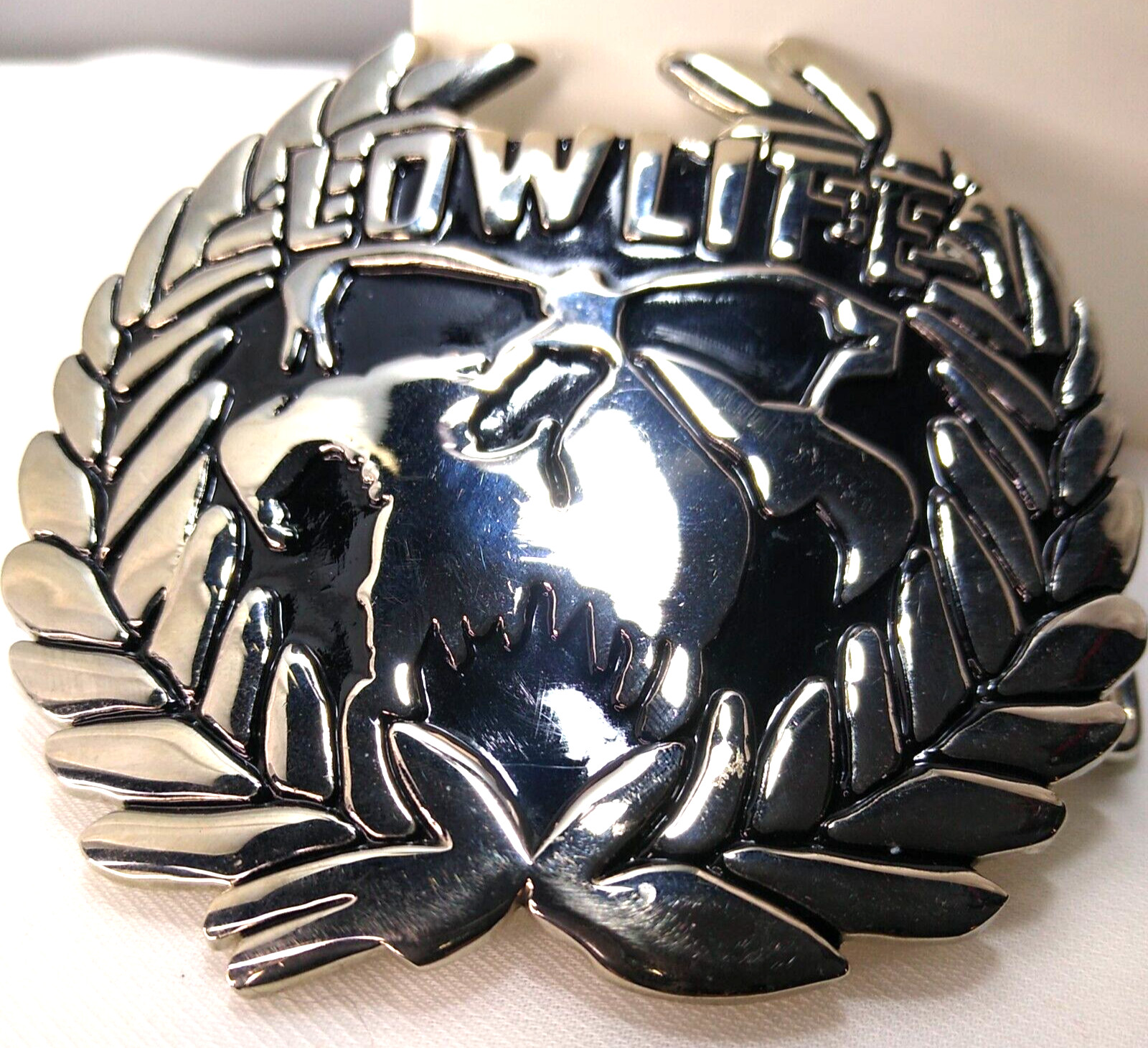 LOWLIFE Brand Skull Belt Buckle Silver/Black 3.25&Prime; Across Pre-Owned