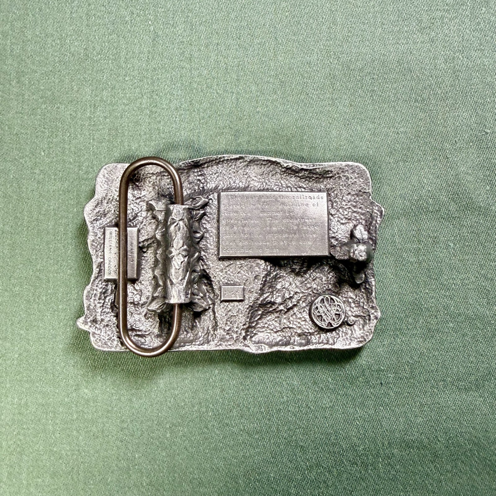 Vintage 1984 Siskiyou Railroads Built America Pewter Belt Buckle Train USA Made