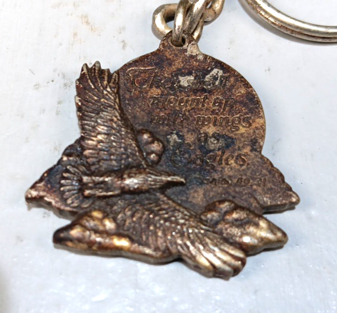Vintage Great American Products Pewter Religious Keychain USA