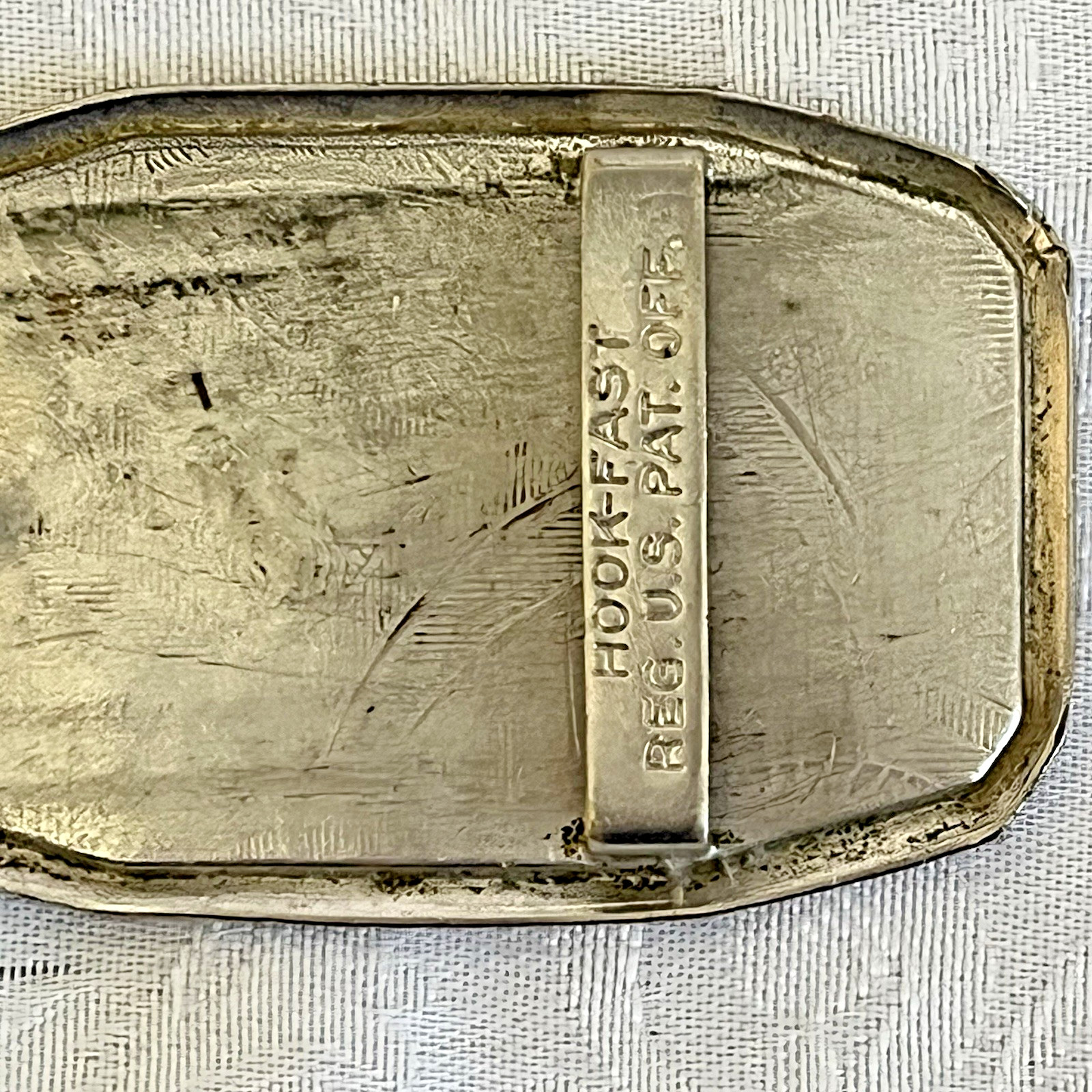Vintage Hook-Fast Engraved Belt Buckle EDD Initials Silver Tone Western 3”