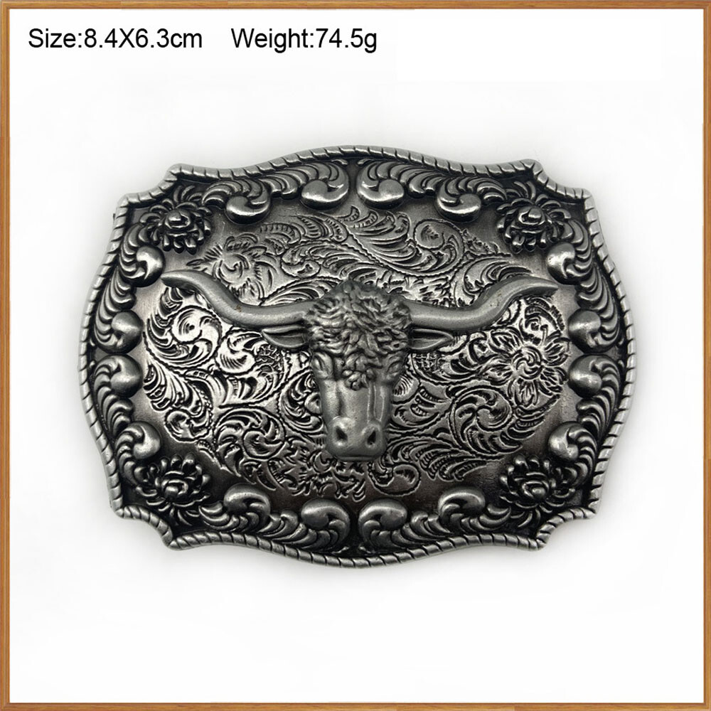 Ancient Tin Ox Bull Belt Buckle for Male-Western Rodeo Cowboy Belt Buckles NEW
