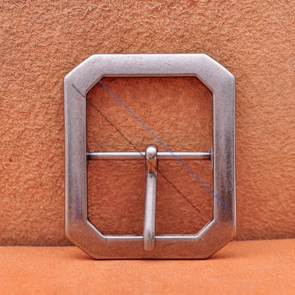 Men Rectangle Heavy Duty Strong Silver Center Bar Pin Belt Buckle Fit 40mm Strap
