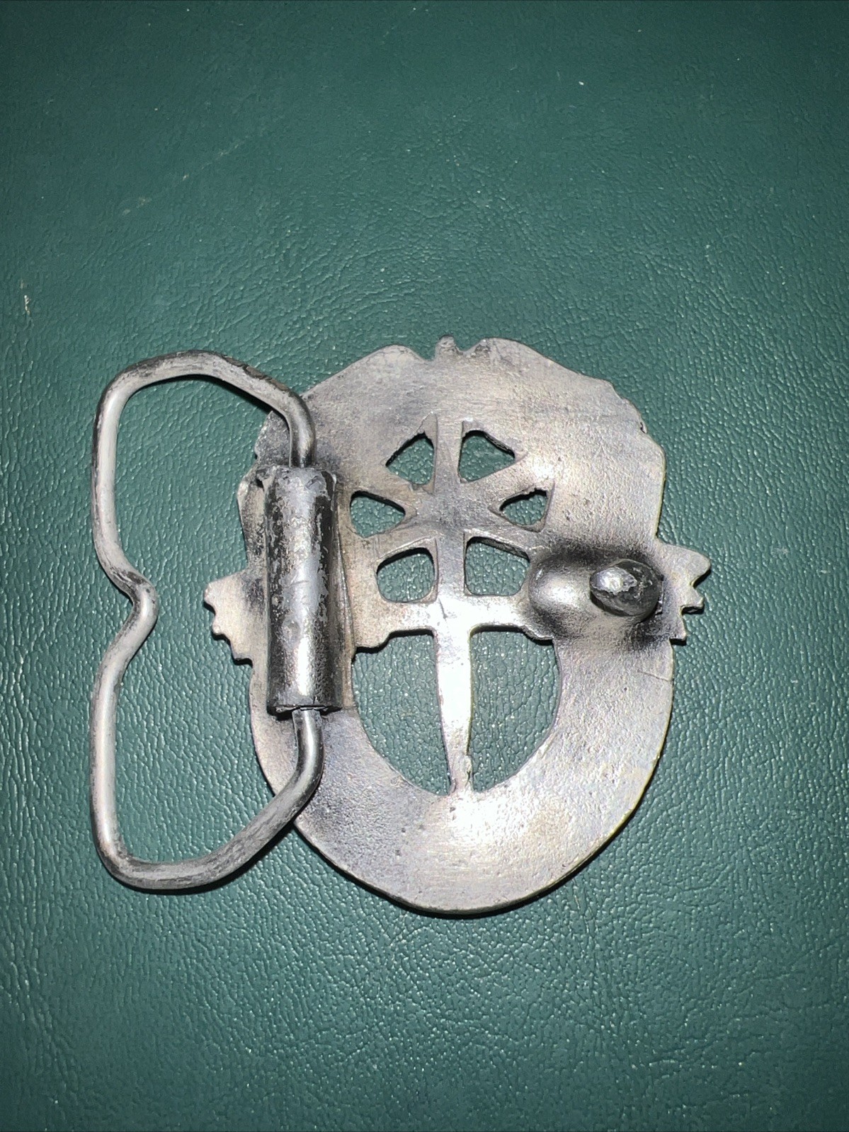 Vintage 70s Military “De Oppresso Liber” Special Forces Belt Buckle, Pewter Look
