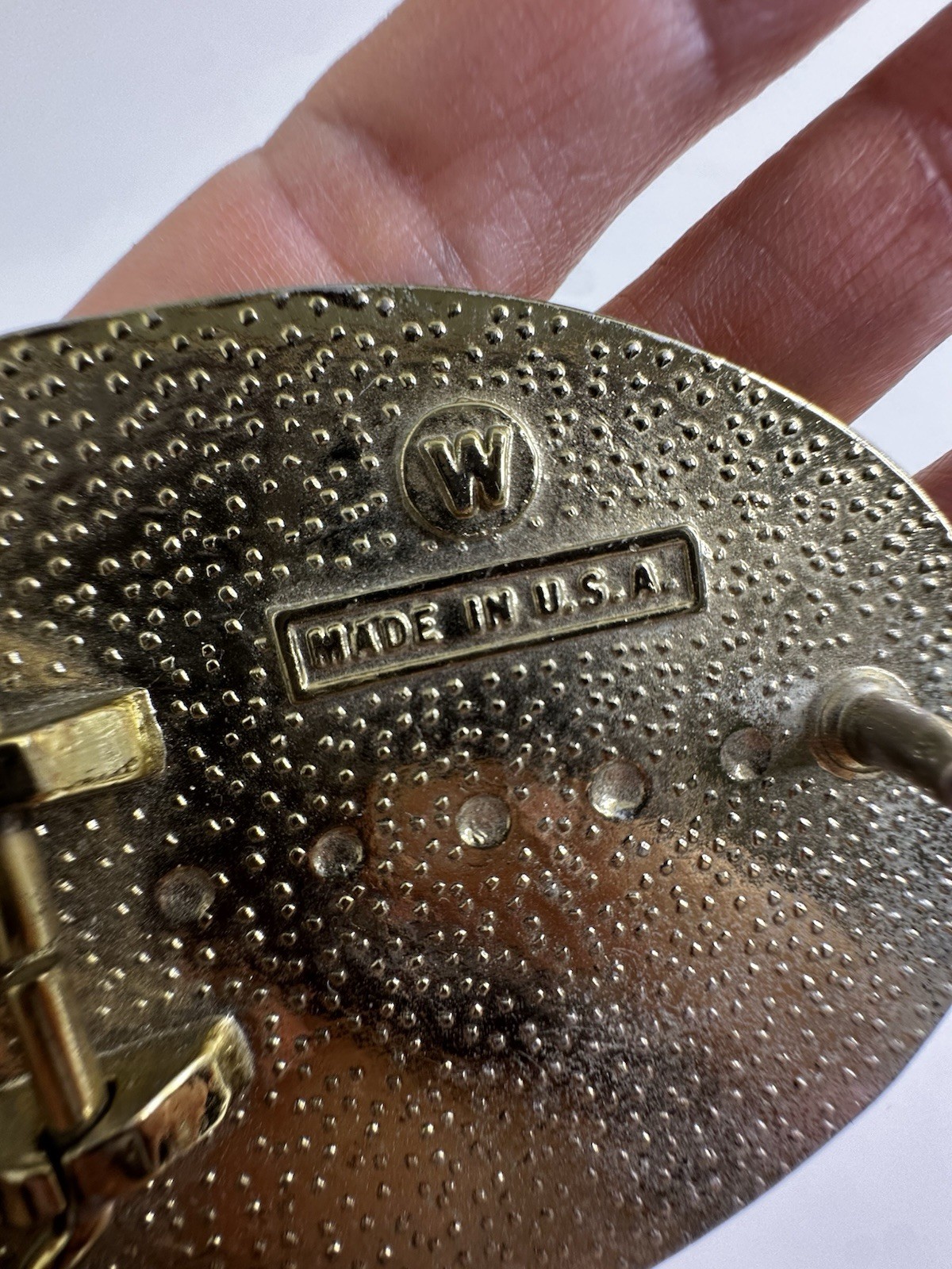 VINTAGE SILVER PLATED HORSE THEME BELT BUCKLE Western Tri Color ROSE AND YELLOW