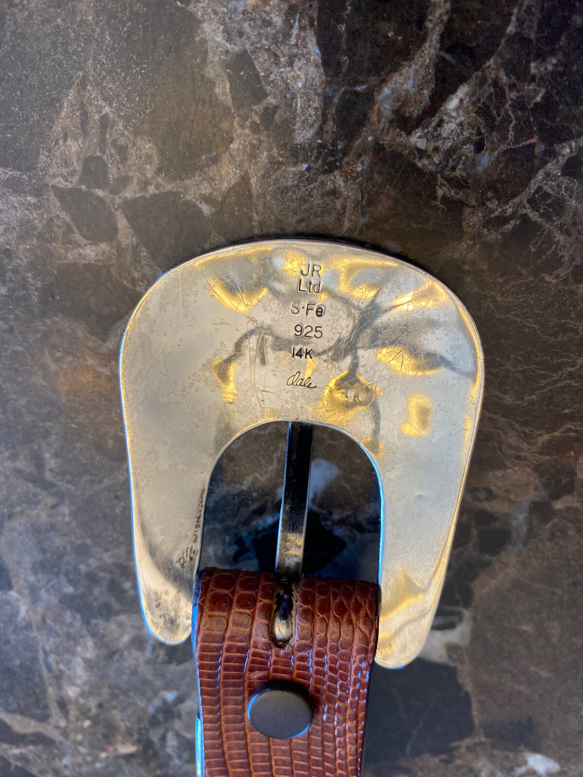 James Reid sterling .925 14k gold belt buckle set (Bishops Mitre) ✅
