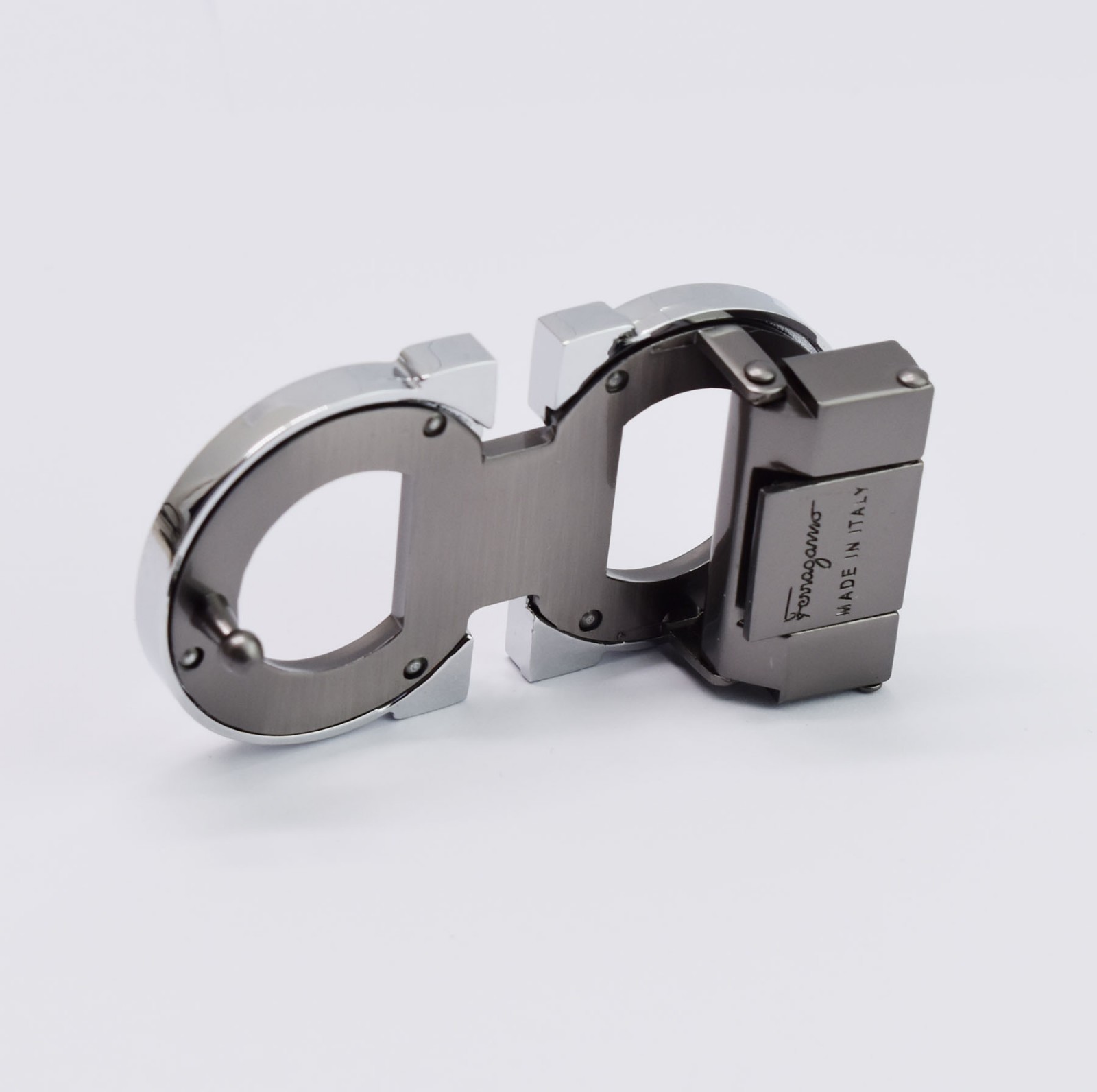 Salvatore Ferragamo Silver&Grey Gancini Belt Buckle For 1.38&Prime; Wide Leather Belts